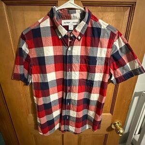 Old Navy Red and Navy Casual Button Down Shirt